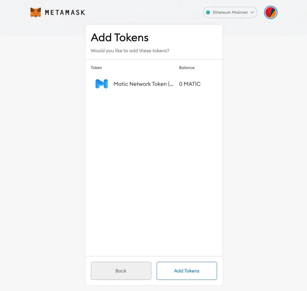 MetaMask Wallet Adding Token