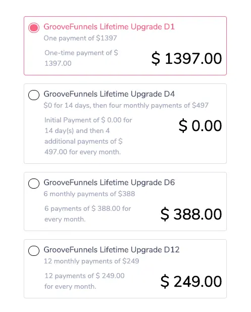 Payment Options - GrooveFunnels LifeTime Upgrade