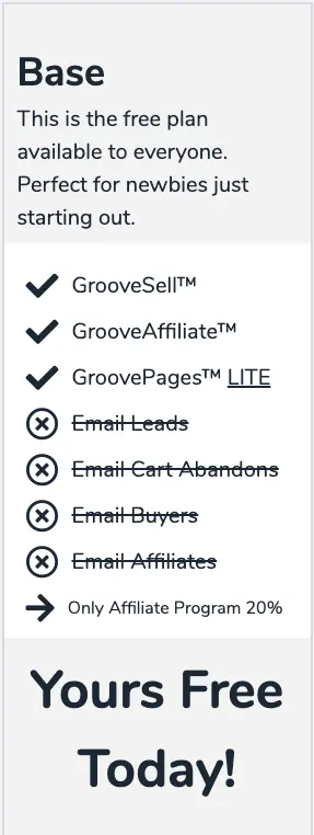 Basic plan - GroovePage Lite Free Funnel Builder