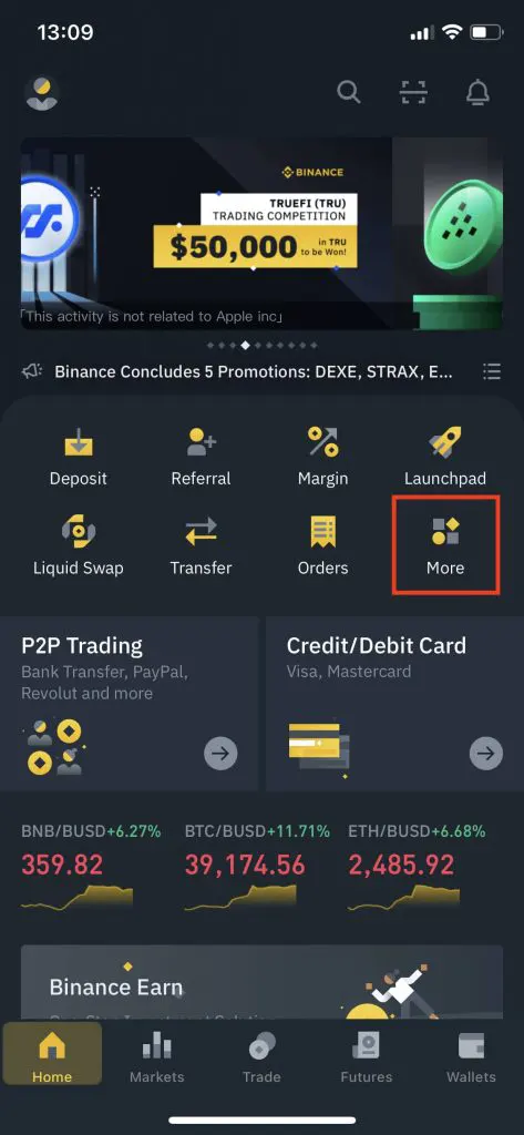 Binance Main Page
