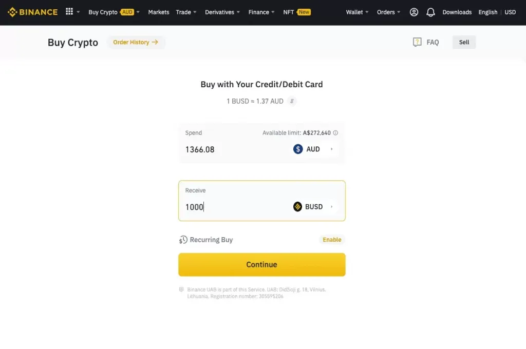 Binance Ban in Singapore AUD