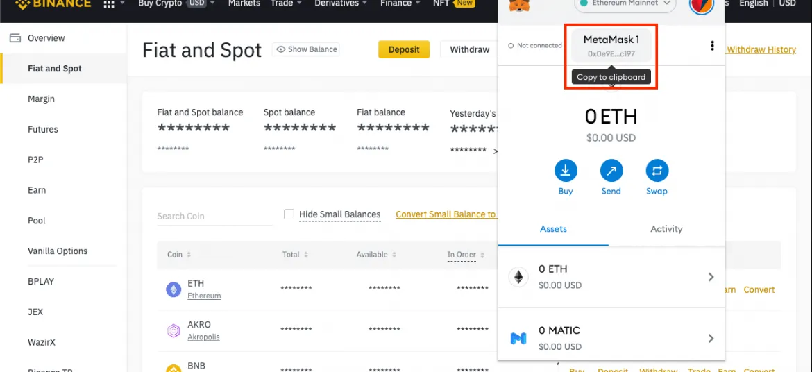 Transfer to safepal from binance - Copy Wallet Address