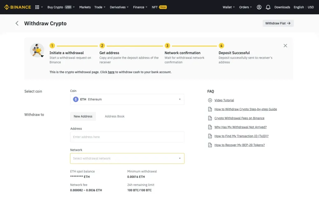 How to use MetaMask wallet Deposit Ethereum from Binance Dashboard