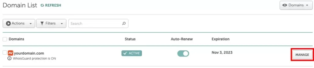 Manage your domain name