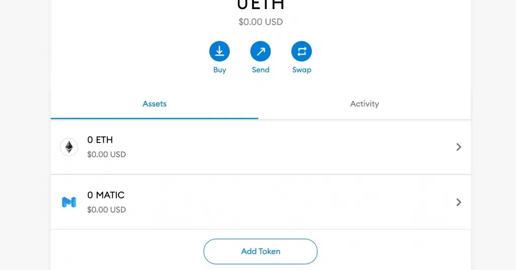 MetaMask Wallet Added Matic Token