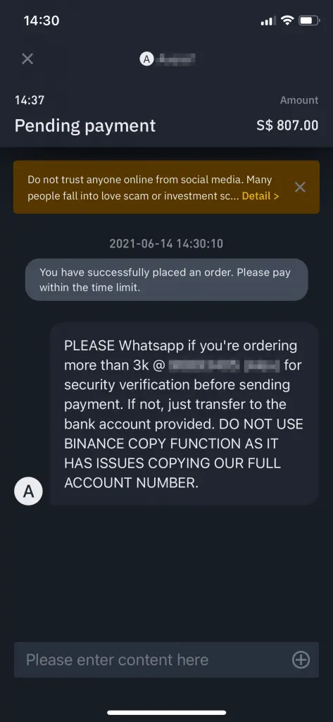 P2P Binance - Open Conversation