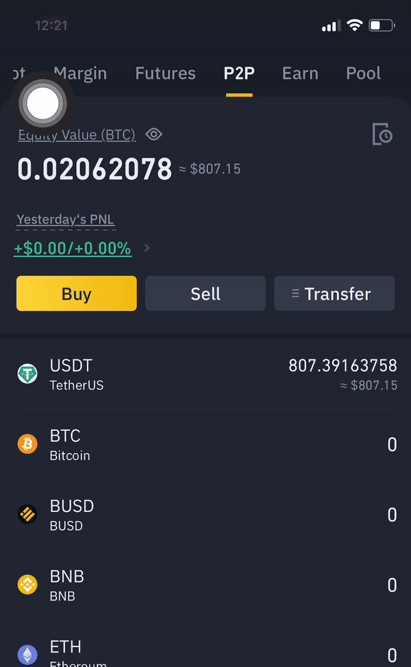 P2P binance transfer to spot wallet