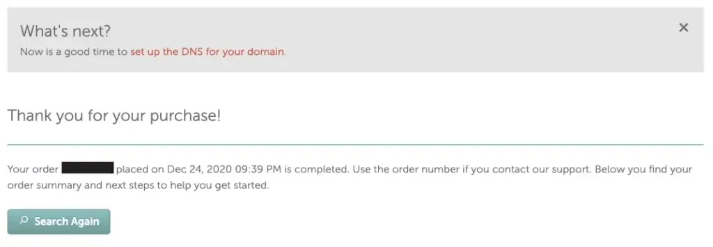 Purchase completed