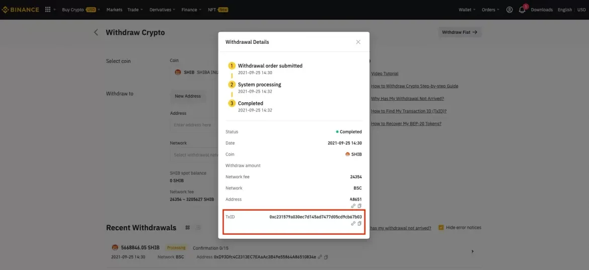 Transfer to safepal from binance - Open TaxID BSC Scanner