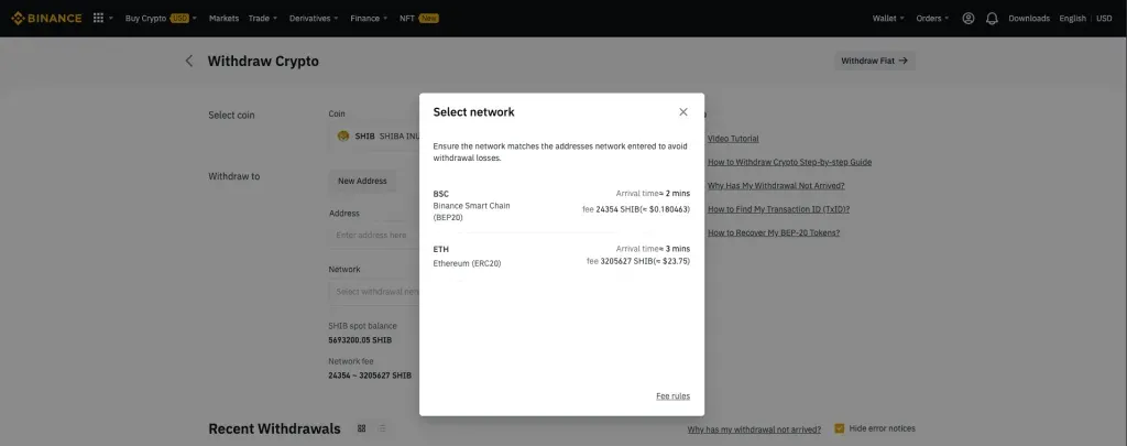 Transfer to safepal from binance - Select Network