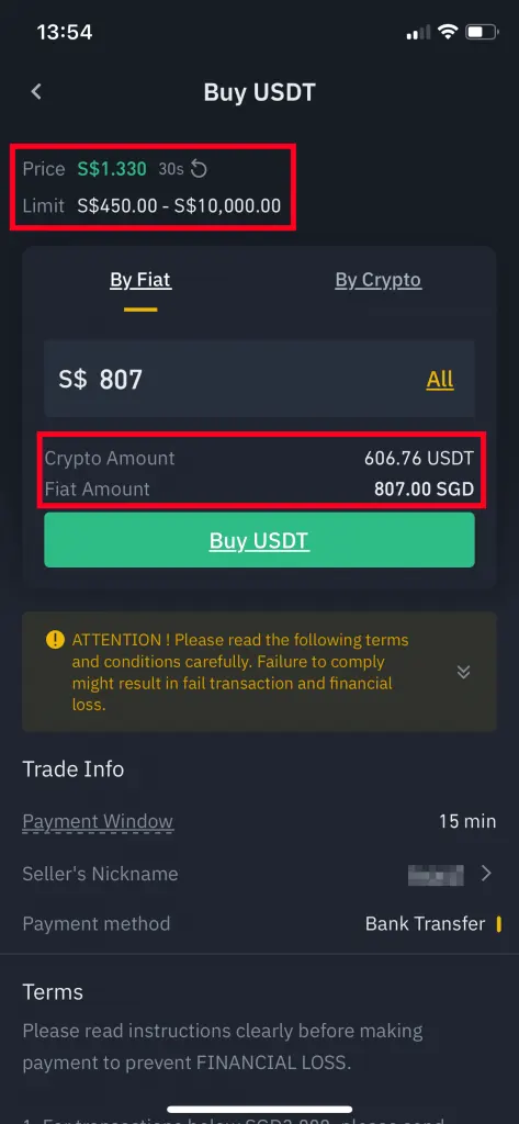 P2P Binance Input amount