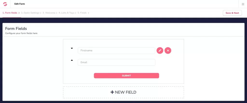 Setting Form Fields for Form - GrooveMail